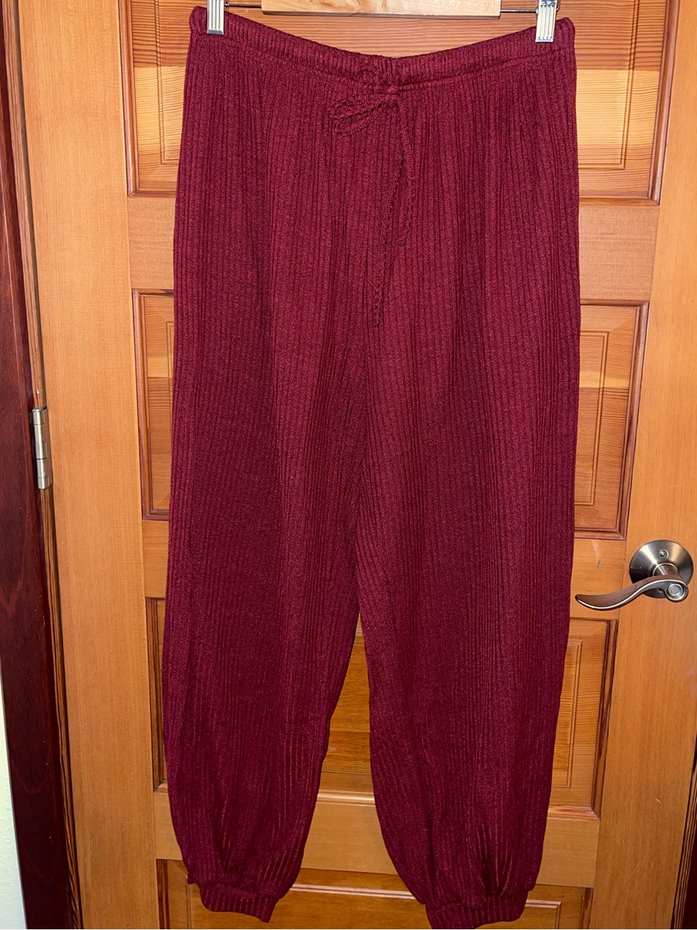 SHEIN Cozy Burgundy Ribbed Drawstring Pants - EUC - Large